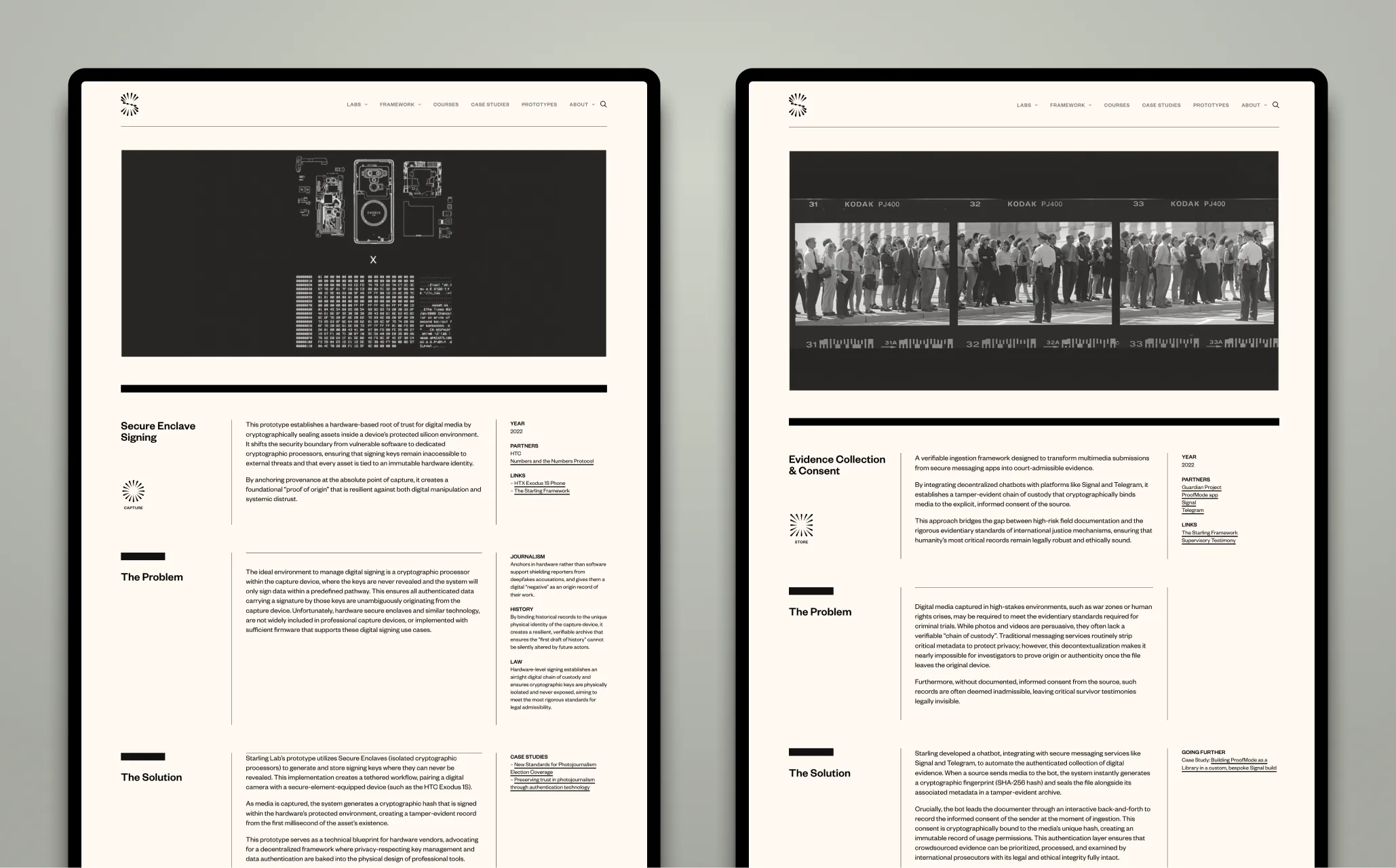 Prototype and case study interiors for Secure Enclave Signing and Evidence Collection